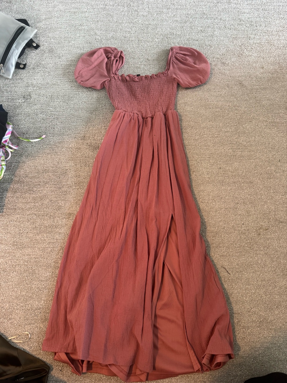 Smocked Waist Maxi Dress in Terra Cotta